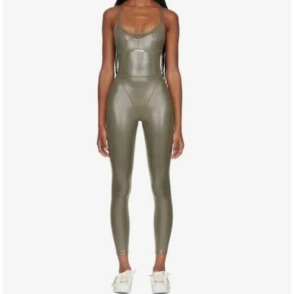 Women’s Adidas Ivy Park Beyoncé V Neck Metallic Cat Suit Size Small - Picture 1 of 12